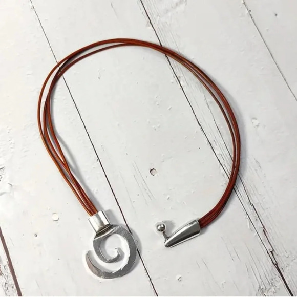 Swirl Vintage Statement Pendant Choker Necklace, Bohemian, Boho, Tribal - Picture 4 of 7